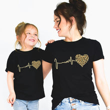 Load image into Gallery viewer, Mommy and Me Leopard Heartbeat T shirt 2021
